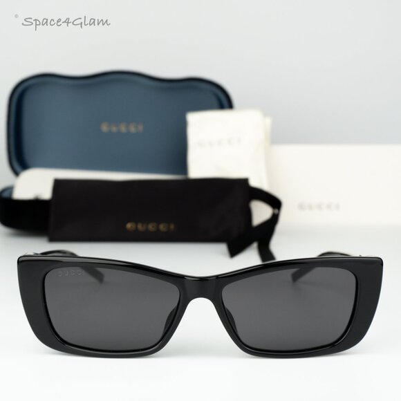 Gucci Women Sunglasses Black Grey Cat Eye GG1681S 001 BRAND NEW - Picture 1 of 9